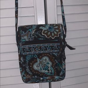 Vera Bradley blue and brown crossbody purse